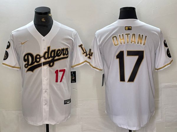 Men Los Angeles Dodgers #17 Ohtani White Fashion Nike Game MLB Jersey style 3